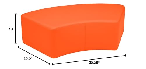 Image of Sprogs 12 inch H Structured S-Curve Stool -Flexible Modular Collaborative Soft Seating for Office, Home, Lounge and School Classrooms with Durable Frame & Set of 6 inch Legs Add-on -Orange