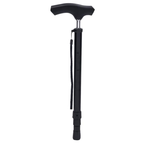 MAS QUE AYUDAS – Bastón Telescópico Extensible Easy, Plegado Rápido sin Esfuerzo, Altura Ajustable 74-91 cm, Puño de Madera, Bastón para Caminar y Pasear, 320 g, Negro