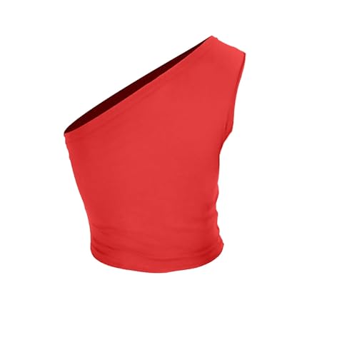 ZTFYKLIN Camiseta Blanca Mujer Top Sexy Sin Mangas Con Un Hombro Al Descubierto Para Mujer, De, Sujetador Deportivo (C, L) Dorado Body Amarillo Jersey Canale Shorts Vaqueros Vestido Lunares