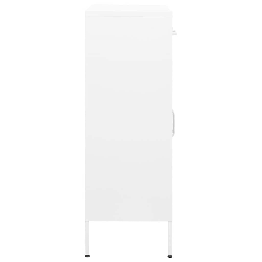 Generisch Hoher, weißer Stahlschrank (80 x 35 x 101,5 cm), Tragkraft 90 kg, verstellbare Einlegeböden, Nivellierfüße und Wandhalterung, schlankes Design für Wohnzimmer, Küche und Schlafzimmer