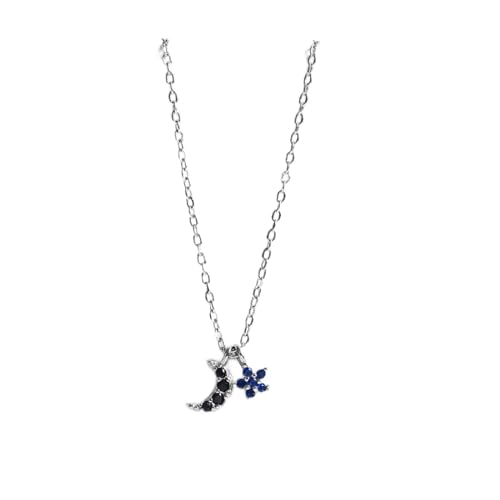 Ensemble de bijoux lune et étoiles avec collier cristal bleu, le cadeau d'anniversaire idéal