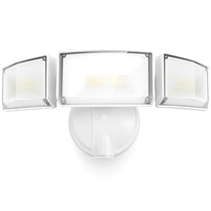 LUTEC 75W 8000 Lumen Floods Light Outdoor, Switch Controlled LED Security Lights with 3 Adjustable Heads, 5000K Daylight, IP65 Waterproof Exterior Flood Light for Outside Garage, Yard, Patio-White