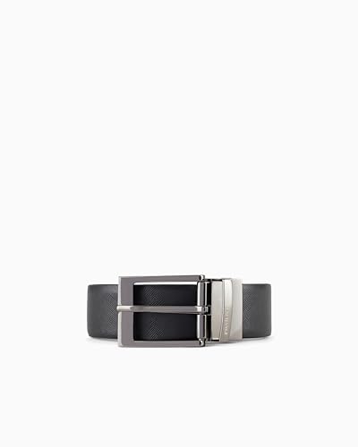 Armani Exchange Herren Leather Belt with Plaque Gürtel,per pack Schwarz (Black/Dark Brown 54120),No Aplica|#No Aplica|#682 (Herstellergröße:TU)