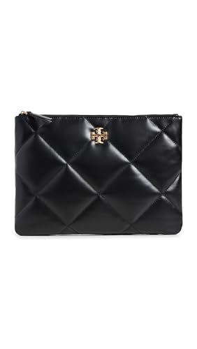 Tory Burch Women's Kira Diamond Quilt Pouch, Black, One Size