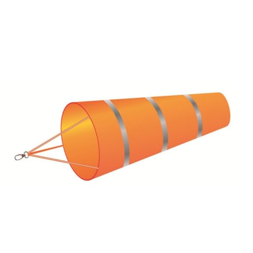 Snowchecking Manica a vento antistrappo in tessuto Oxford da 60 cm, con cintura riflettente, indicatore di direzione del vento, per giardino o uso industriale (arancione grigio)