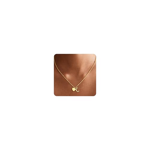 Ritach Initial Necklaces for Women Girls - Real Gold Plated Tiny Heart Initial Necklace Dainty Gold Heart Necklaces for Women Girls Birthday Gifts