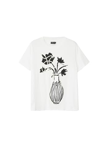 T-Shirt à Manches Courtes en Tricot Desigual Femme Blanc Premium Design