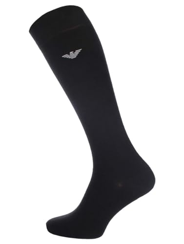 Emporio Armani Lot de 2 paires de chaussettes longues, bleu onyx, taille unique