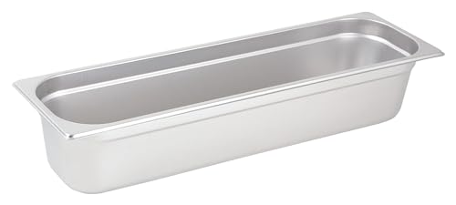 Winco Half Size (Long) 4" Deep Metal Food Pan/Steam Table Pan, Anti-Jam, 22 Gauge