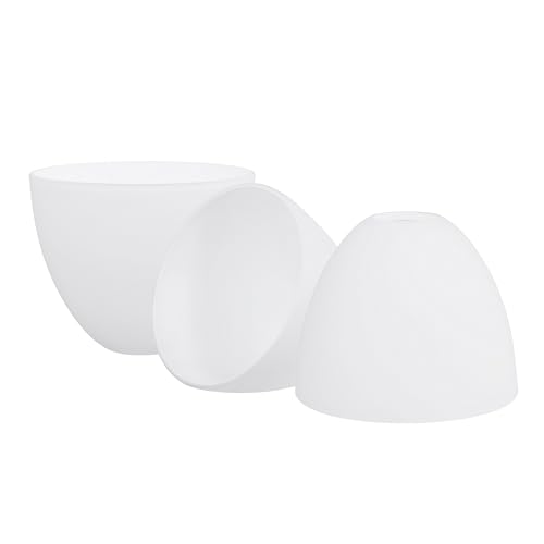 Image of Aspen Creative 23649-73-3 Frosted Glass Shade with White Paint, 1-5 /8 inch Fitter Size, 5-7 /8 inch Diameter x 4-3 /4 inch Height, 3 Pack