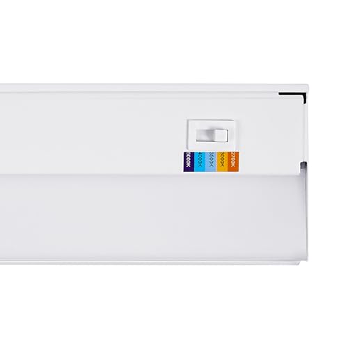 Image of Maxxima 18 in. Hardwired LED Under Cabinet Light - 750 Lumens, 5 CCT, Color Temperature Slide Control, 2700K /3000K /3500K /4000K /5000K, Kitchen and Indoor Lighting Fixture, White, On /Off Switch, ETL