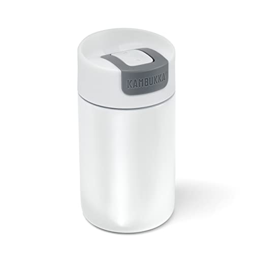 Kambukka Coffee-to-go-Becher, Thermobecher für unterwegs, 300 ml, einfaches Öffnen, rutschfester Silikonboden, spülmaschinengeeignet, Weiß Cover