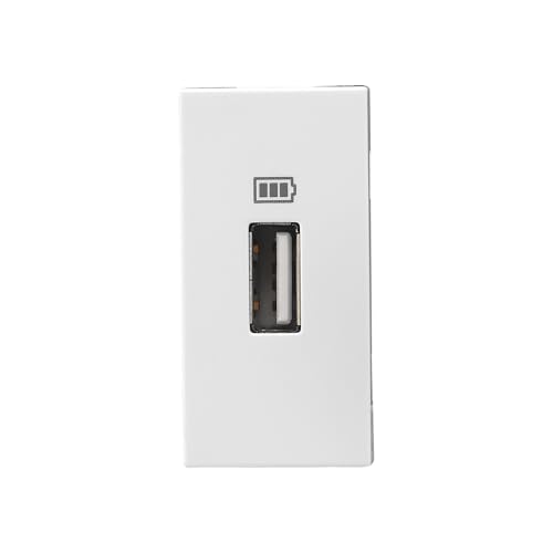 Image of Legrand Allzy Modular Type-A USB Charger Socket (1500mA, 1-Module, White) | Fast Charging, IS 13252 Certified | Compatible w /All Smartphones, Tabs | Wall USB-Socket for Home, Office, Hotel