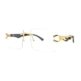SA106 Cougar OG Gangster Rapper Clear Lens Rimless Wood Buffs Eyeglasses Yellow Gold
