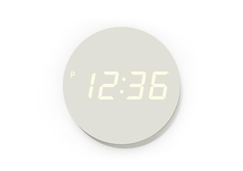 mooas Crayon Mini Digital LED Wall Clock, Nightlight (Cream)