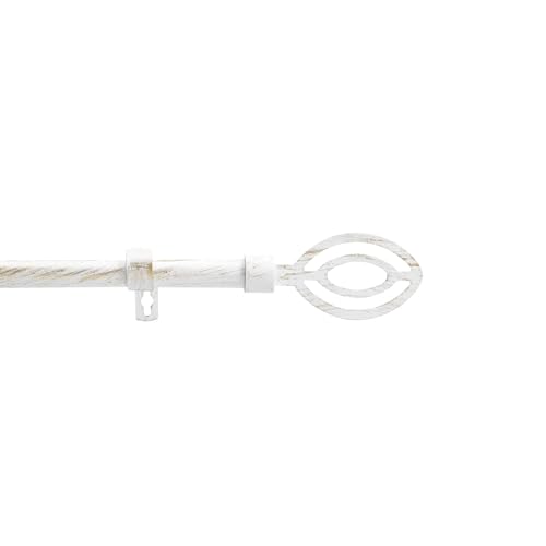 Contenuto della confezione: kit completo per tende con asta estensibile Alpha (da 120 a 210 cm), di colore bianco/oro, patinato