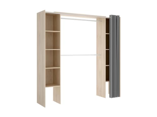 Venta unica Vente Unique Armario ropero Extensible Dorian   Ancho 110/180 cm   Color: Roble y Gris