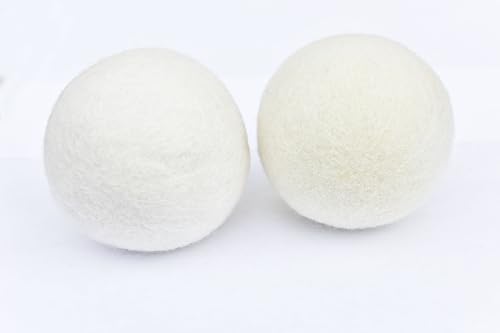 Pack of 2 Wool Laundry Dryer Ball by GK&CO-Reusable Extra Large Premium Natural Fabric Softener, Reduces Clothing Wrinkles, Eco-Friendly~Made of 100% Pure New Zealand Wool~Made in Nepal (2)