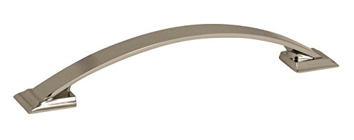 Image of Amerock | Cabinet Pull | Polished Nickel | 5-1 /16 inch (128 mm) Center to Center | Candler | 1 Pack | Drawer Pull | Drawer Handle | Cabinet Hardware