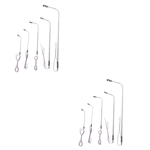 BCOATH 2sets 55mm Micro Landscape Model Led Lamps Steel Tube Miniature Street Lights Perfect for Decorative Accessory 5pcs*2