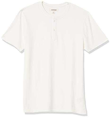 Amazon Brand - Goodthreads Men's Vintage Washed Short-Sleeve Henley, Vintage White, Medium