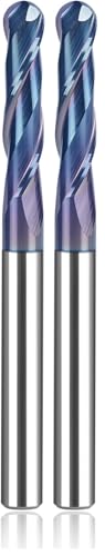 Image of SpeTool Ball Nose CNC Spiral Router Bits, Double Flutes Carbide End Mill 1 /4 Inch Shank with TAC Coating, 3 inch Over Length (Pack of 2)