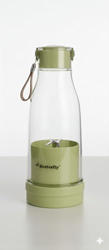 Image of Butterfly FLASH+ Nutri-Blender Portable | Usb Charging C-Type | Smoothie Maker | 6- leaf Ss Blades | Battery Operated Rechargeable Blender | 300Ml | Compact Size | Green, In Built Jar, 40 Watts