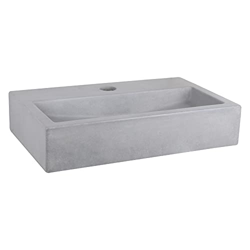 Vasque en béton gris clair 38x24 cm Differnz avec son robinet noir mat compact - 3