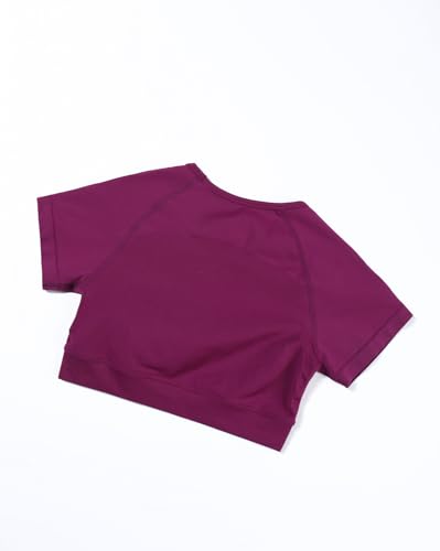 Image of AUROLA Influence Women Crop Top Short Sleeve Compression Workout T-Shirt | Raglan Short Sleeve Crop Top, High-Stretch Seamless Knit, Stay-Put Ribbed Underband, Soft Breathable Comfort