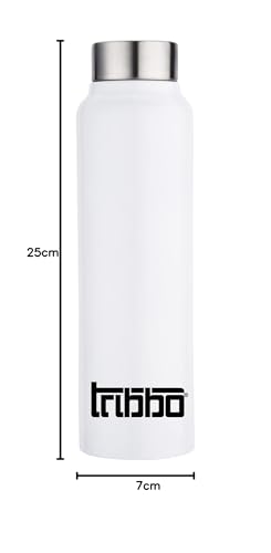 Image of TRIBBO Stainless Steel Water Bottle 750 ML, Water Bottles For Fridge, School,Gym,Home,office,Boys, Girls, Kids, Leak Proof(WHITE,SIPPER CAP, SET OF 1, 750 ML)