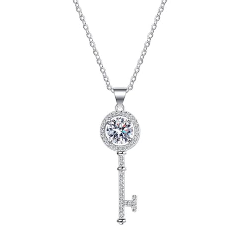 prifisny S925 Sterling Silver Women's Necklace with Moissanite Key Pendant & Eternal Rose Gift Box - image 1