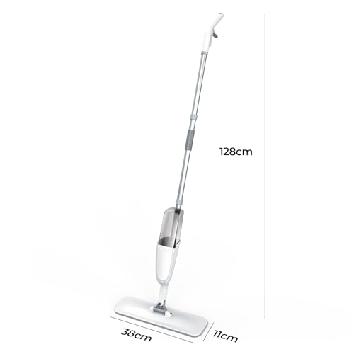 Image of ScrubWiz Spray Mop, Wet Dry Hardwood Floor Cleaning Mop with Washable Reusable Pad, with 500ML Sprayer for Tile, Wood, Laminate, Vinyl & Marble Floor Cleaning, Off-White