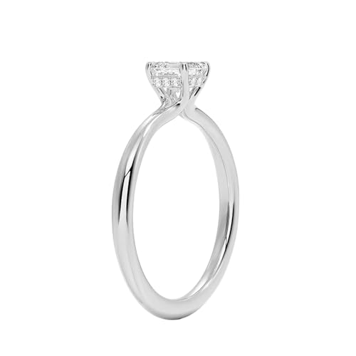 0.50-5 CT Asscher Cut Moissanite Engagement Ring VVS1 10K 14K 18K Solid Gold & 925 Sterling Silver Hidden Halo Moissanite Engagement Ring Christmas Gift For Women (White, Main Stone : 0.50 Carat)3