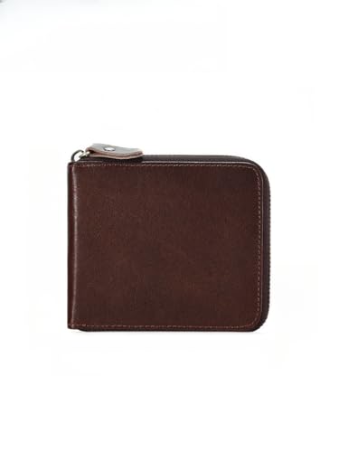 Genuine Leather Bifold Wallet for Men, Elegant Zip Around Design with RFID Blocking (Brown)2