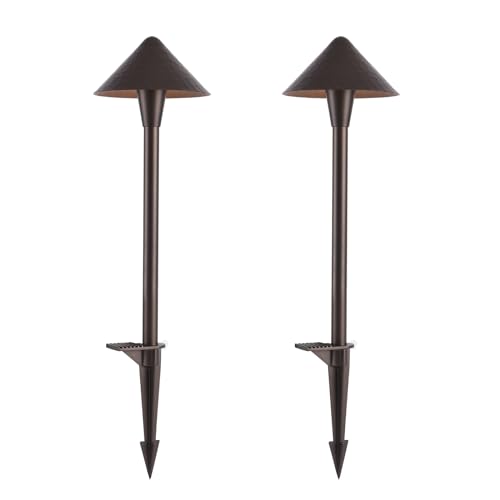 Glitgate 3CCT Pathway Lights Low Voltage, 3000K/4000K/5000K LED Landscape Path Lights, 5W 12-24V Vintage Landscape Lights with IP65 Waterproof Aluminum Housing for Yard, Path, Garden, 2 Pack