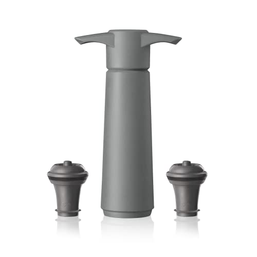 Image of Vacu Vin Original Wine Saver with 2 Vacuum Bottle Stoppers - Wine Preserver Pump for Red or White Wine - Manual Air Remover System - Airtight Seal - Keep Wine Fresh Longer - Grey