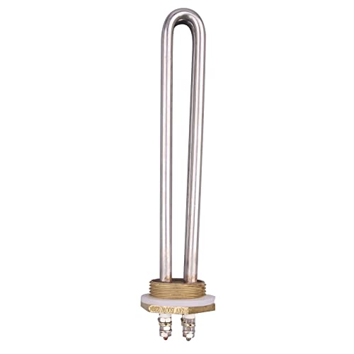 DERNORD 24V 600 W DC Tauchwasserheizelement Heizelement aus Edelstahl mit 1-1/4 Zoll 42MM Flansch BSP Messinggewindeanschluss Doppel U Typ