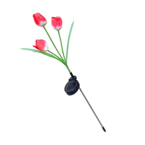 Naroote Lampe Solaire de Jardin de Tulipe, Lampe Solaire Extérieure de Pieu de Fleur de Tulipe LED Esthétique Améliorée Économie d'énergie pour la...