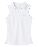 Willit Girls' Sleeveless Polo Shirts Golf Tennis Polo Lightweight Shirts Quick Dry White XL