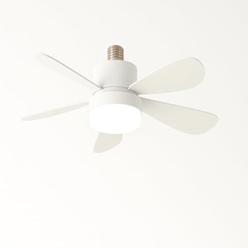TEKHOME Ventilatore da Soffitto con Luce LED E27 19W, Mini Lampadario con Ventola Silenziosa, CCT 3000K-6500K, Telecomando Incluso, per Camera da Letto e Soggiorno – MNL011