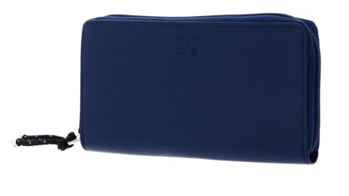 H.I.S Zip Around Wallet Blue portefeuille zippé grand compartiment monnaie et cartes bleu