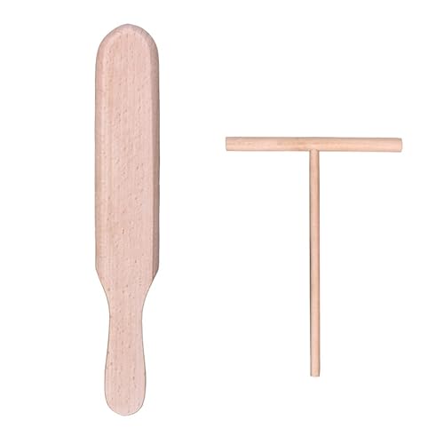 CUHZA Distribuidor de crepes, paquete de 2 espátulas de madera de haya para crepes, galettes y panqueques