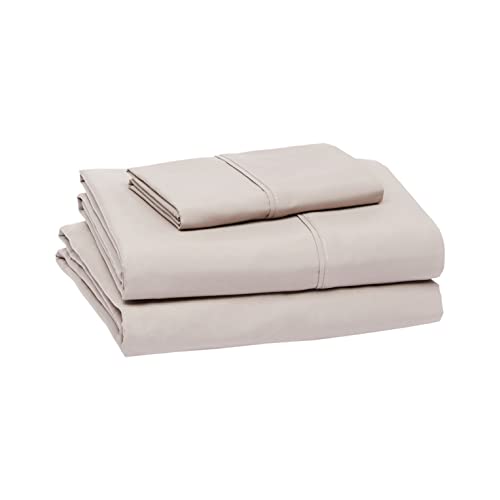 Amazon Basics Lightweight Super Soft Easy Care Microfiber 3-Piece Twin XL Sheet Set with 14-Inch Deep Pockets, Taupe, Solid