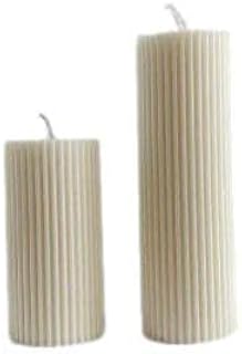 2 Pack Ribbed Pillar Soy Wax Scented Candle, Handmade Soy Wax Home Décor, Valentines Day Gifts, Birthday Gifts, Mother's Day Gifts Thanksgiving Days Gifts, Wedding and Christmas (Ribbed Pillar Candle White)