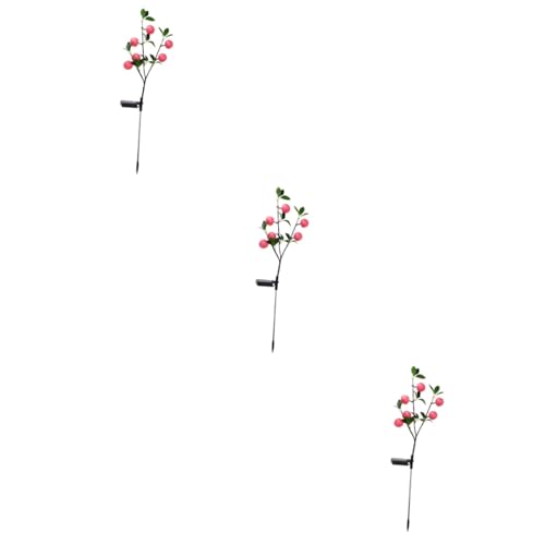 ibasenice 3pcs Led Garden Stake Light Apple Shape Waterproof Solar Pathway Lamp Yard Decorative Light for Christmas