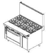 Southbend P48N-BBBB Platinum Heavy Duty Modular Mount 48" Gas Range w/ (8) 35,000 BTU Open Burners