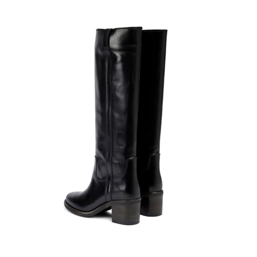 sarawill Women's Retro Round Toe Block Heel Knee High Boots Calf Wide Fashion Pull On High Chunky Heel Fall Winter Dressy Tall Boots for Women3