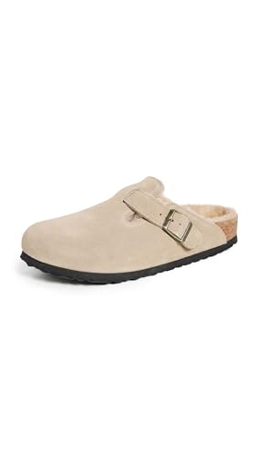 Birkenstock Women's Boston Shearling Clogs, Taupe, Tan, 8-8.5 Narrow US