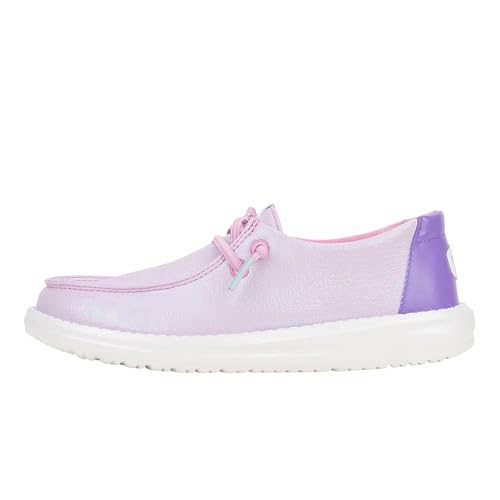 Image of HEYDUDE Kids Wendy Iridescent Sparkle (Little Kid /Big Kid) - Loafers for Kids - Canvas Upper - Cotton Lining