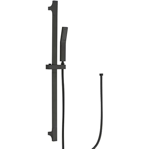 BEIYI Matte Black Handheld Shower with Slide Bar Square Handheld Shower Head with Hose High-Pressure Shower Head with 29" Long Slide Bar Combo Adjustable Height Cover